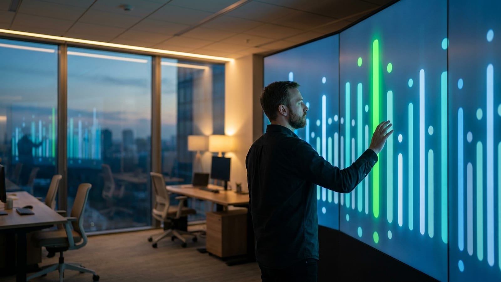 Engineer reviewing product, platform, and deployment dashboards during a software release